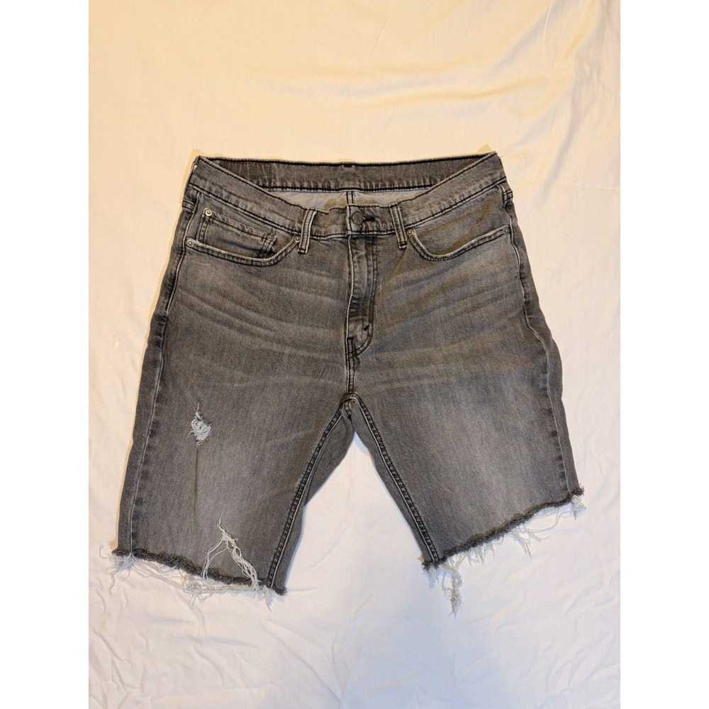 Levi's 541 Black 34W Cutoff Shorts Denim Frayed Hem Stretch